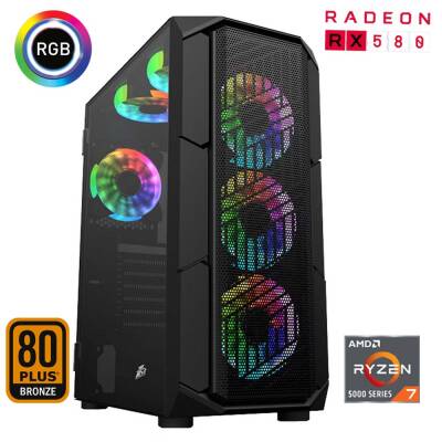 Xaser Xsr497 Ryzen 7 5700x 32GB Ram 1TB M.2 NVMe SSD 8GB RX580 Ekran Kartı Oyun Hazır Sistem - 1