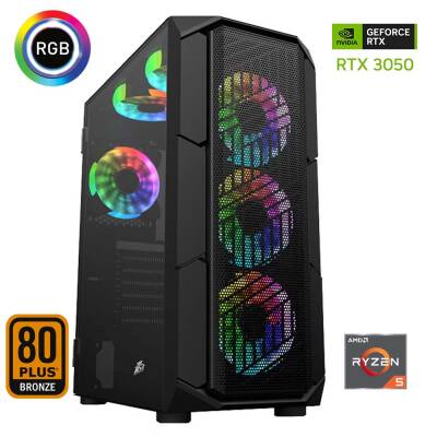 Xaser Xsr589 Ryzen 5 5600 16GB Ram 512GB M.2 NVMe SSD 6GB RTX3050 Ekran Kartı Oyun Hazır Sistem - 1