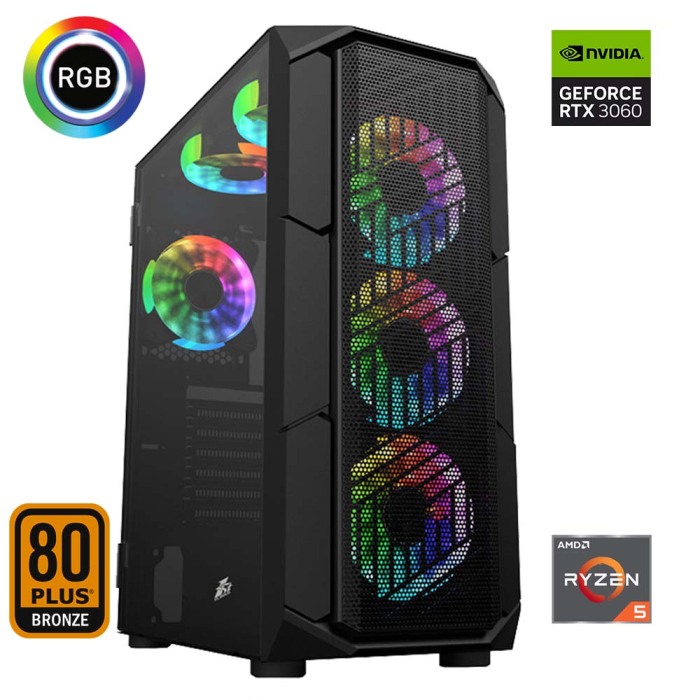 Xaser Xsr601 Ryzen 5 5600 16GB Ram 512GB M.2 NVMe SSD 12GB RTX3060 Ekran Kartı Oyun Hazır Sistem - 1