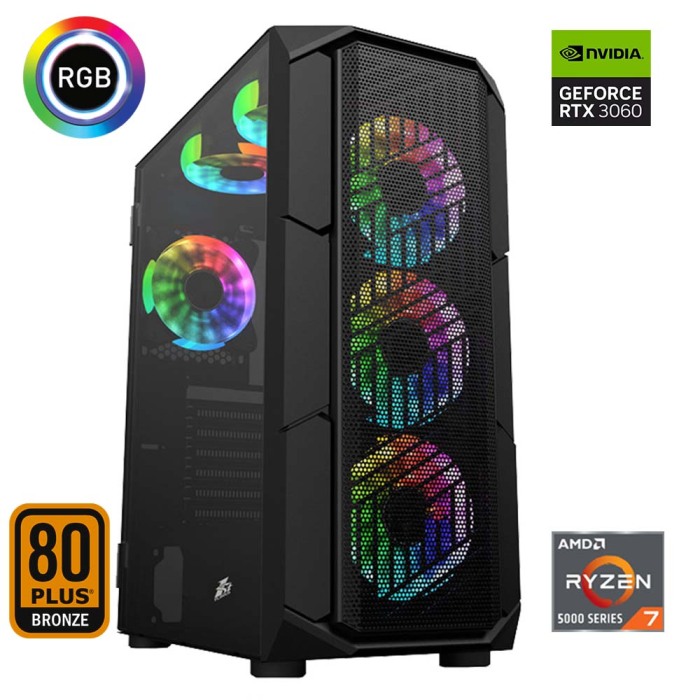 Xaser Xsr628 Ryzen 7 5700x 32GB Ram 1TB M.2 NVMe SSD 12GB RTX3060 Ekran Kartı Oyun Hazır Sistem - 1
