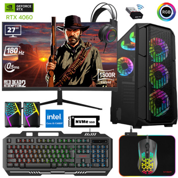 Xaser Xsr675 i5 13400F 16GB Ram 512GB M.2 NVMe SSD 8GB RTX4060 Ekran Kartı 27 180Hz Curved Oyun Hazır Sistem - Xaser