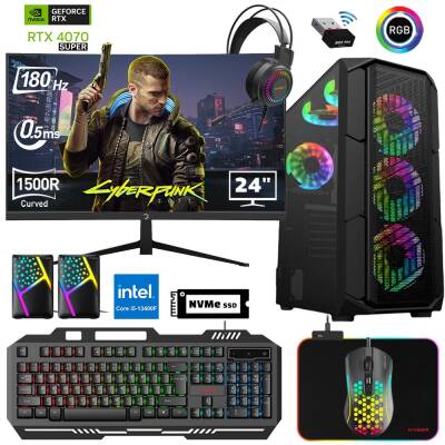Xaser Xsr677 i5 13400F 16GB Ram 512GB M.2 NVMe SSD 12GB RTX4070 SUPER 24 180Hz Curved Oyun Hazır Sistem - 1