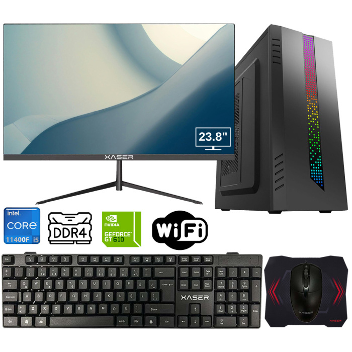 Xaser Xsr701 i5 11400F 8GB Ram 512GB M.2 NVMe SSD 2GB GT610 Ekran Kartı 23.8 Monitör Ofis Hazır Sistem - 1