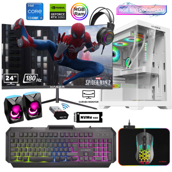 Xaser Xsr800 i5 12400F 16GB Ram 512GB M.2 NVMe SSD 12GB RTX3060 24Curved 180Hz Sıvı Soğutma Oyuncu Tavsiye Sistem - Xaser