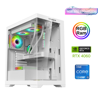 Xaser Xsr802 i5 12400F 16GB Ram 512GB M.2 NVMe SSD 8GB RTX4060 Sıvı Soğutma Oyuncu Tavsiye Sistem - Xaser