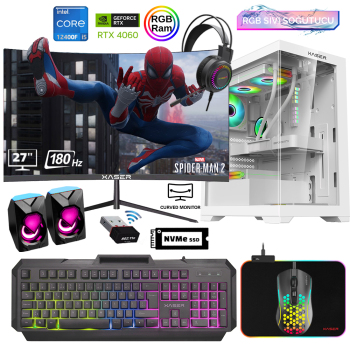 Xaser Xsr804 i5 12400F 16GB Ram 512GB M.2 NVMe SSD 8GB RTX4060 27Curved 180Hz Sıvı Soğutma Oyuncu Tavsiye Sistem - Xaser