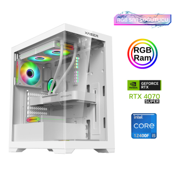 Xaser Xsr805 i5 12400F 16GB Ram 512GB M.2 NVMe SSD 12GB RTX4070 SUPER Sıvı Soğutma Oyuncu Tavsiye Sistem - Xaser