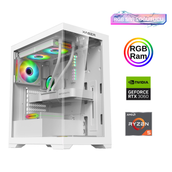 Xaser Xsr811 Ryzen 5 5600 16GB Ram 512GB M.2 NVMe SSD 12GB RTX3060 Sıvı Soğutma Oyuncu Tavsiye Sistem - Xaser