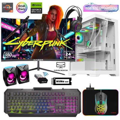 Xaser Xsr812 Ryzen 5 5600 16GB Ram 512GB M.2 NVMe SSD 12GB RTX3060 24Curved 180Hz Sıvı Soğutma Oyuncu Tavsiye Sistem - 1