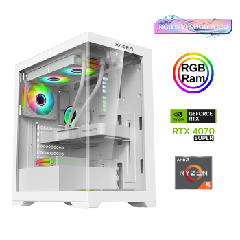 Xaser Xsr818 Ryzen 5 5600 16GB Ram 512GB M.2 NVMe SSD 12GB RTX4070 SUPER 24Curved 180Hz Sıvı Soğutma Oyuncu Tavsiye Sistem - Xaser (1)
