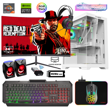Xaser Xsr824 Ryzen 7 5700x 16GB Ram 512GB M.2 NVMe SSD 12GB RTX3060 24Curved 180Hz Sıvı Soğutma Oyuncu Tavsiye Sistem - Xaser