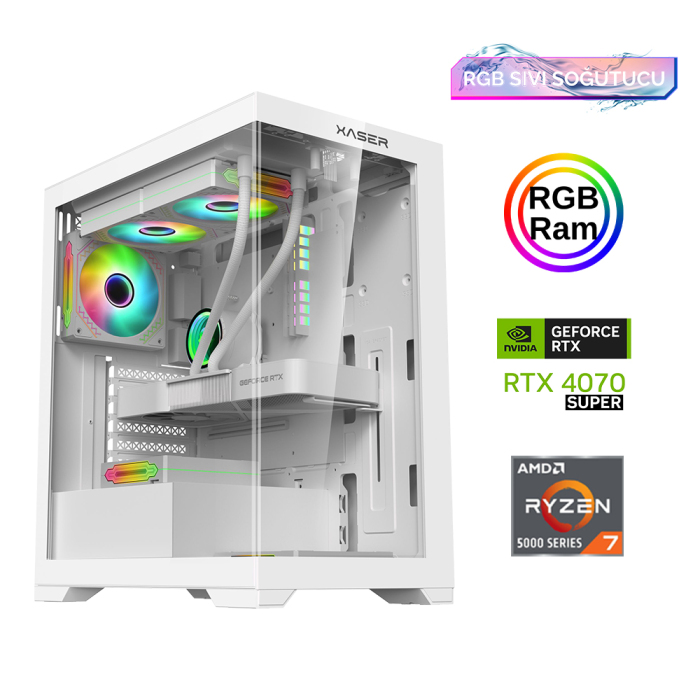 Xaser Xsr831 Ryzen 7 5700x 16GB Ram 512GB M.2 NVMe SSD 12GB RTX4070 SUPER 27Curved 180Hz Sıvı Soğutma Oyuncu Tavsiye Sistem - 2