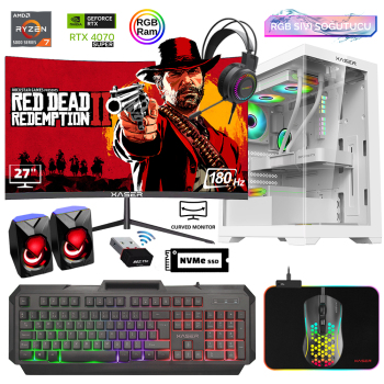 Xaser Xsr831 Ryzen 7 5700x 16GB Ram 512GB M.2 NVMe SSD 12GB RTX4070 SUPER 27Curved 180Hz Sıvı Soğutma Oyuncu Tavsiye Sistem - Xaser