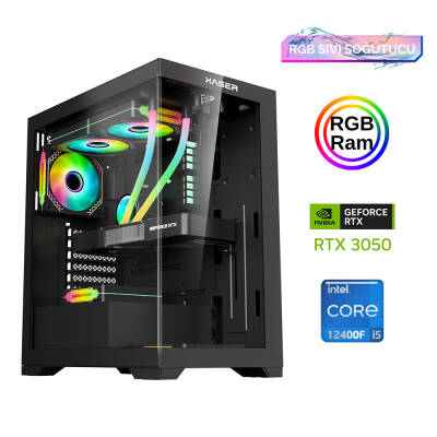 Xaser Xsr832 i5 12400F 16GB Ram 512GB M.2 NVMe SSD 6GB RTX3050 Sıvı Soğutma Oyun Hazır Sistem - 1