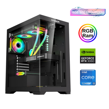 Xaser Xsr835 i5 12400F 16GB Ram 512GB M.2 NVMe SSD 12GB RTX3060 Sıvı Soğutma Oyun Hazır Sistem - Xaser