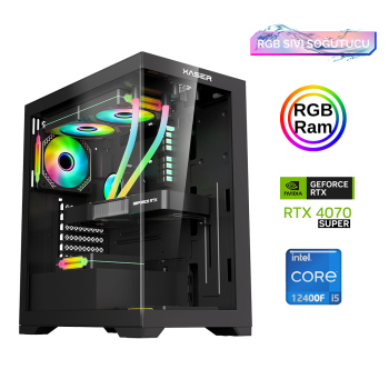 Xaser Xsr841 i5 12400F 16GB Ram 512GB M.2 NVMe SSD 12GB RTX4070 SUPER Sıvı Soğutma Oyun Hazır Sistem - Xaser