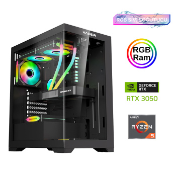 Xaser Xsr844 Ryzen 5 5600 16GB Ram 512GB M.2 NVMe SSD 6GB RTX3050 Sıvı Soğutma Oyun Hazır Sistem - Xaser