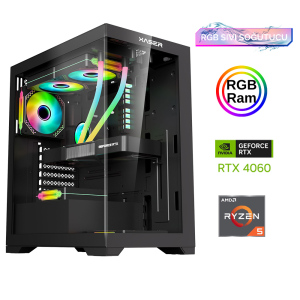 Xaser Xsr850 Ryzen 5 5600 16GB Ram 512GB M.2 NVMe SSD 8GB RTX4060 Sıvı Soğutma Oyun Hazır Sistem - Xaser
