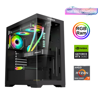 Xaser Xsr859 Ryzen 7 5700x 16GB Ram 512GB M.2 NVMe SSD 12GB RTX3060 Sıvı Soğutma Oyun Hazır Sistem - Xaser