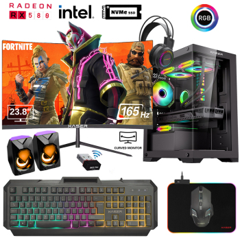 Xaser Xsr871 i5 4570 16GB Ram 512GB M.2 NVMe SSD 8GB RX580 23.8 165Hz Curved Performans Oyuncu Tavsiye Sistem - Xaser