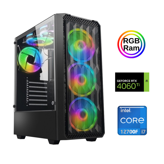 Xaser Xsr882 i7 12700F 16GB Ram 512GB M.2 NVMe SSD 8GB RTX4060Ti Oyun Hazır Sistem - 1