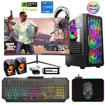 Xaser Xsr884 i7 12700F 16GB Ram 512GB M.2 NVMe SSD 6GB RTX3050 23.8 180Hz Curved Oyuncu Tavsiye Sistem - 1