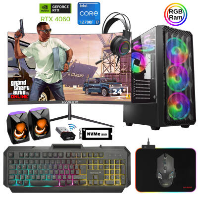 Xaser Xsr886 i7 12700F 16GB Ram 512GB M.2 NVMe SSD 8GB RTX4060 23.8 180Hz Curved Oyuncu Tavsiye Sistem - 1
