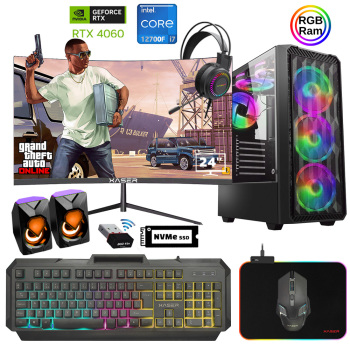 Xaser Xsr886 i7 12700F 16GB Ram 512GB M.2 NVMe SSD 8GB RTX4060 23.8 180Hz Curved Oyuncu Tavsiye Sistem - Xaser