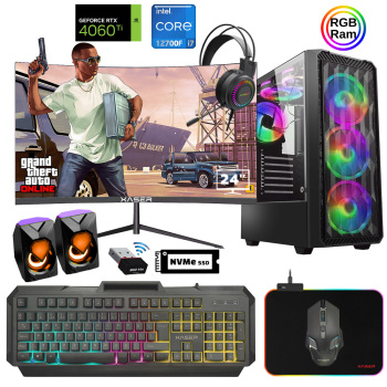 Xaser Xsr887 i7 12700F 16GB Ram 512GB M.2 NVMe SSD 8GB RTX4060Ti 23.8 180Hz Curved Oyuncu Tavsiye Sistem - Xaser