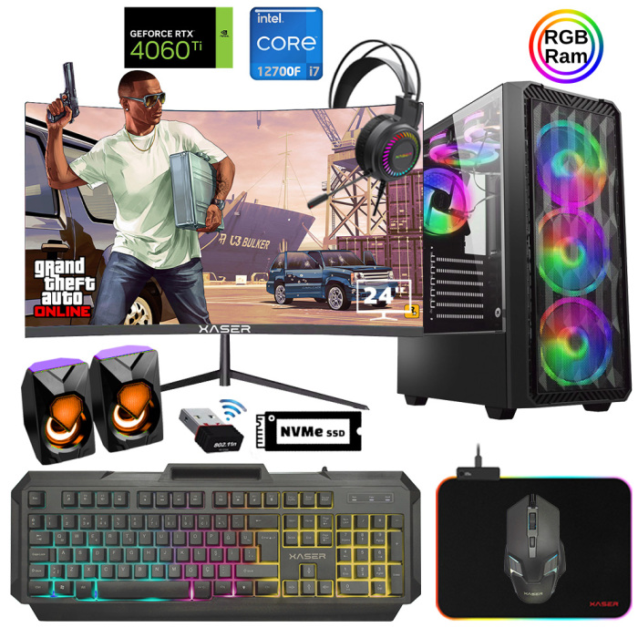 Xaser Xsr887 i7 12700F 16GB Ram 512GB M.2 NVMe SSD 8GB RTX4060Ti 23.8 180Hz Curved Oyuncu Tavsiye Sistem - 1