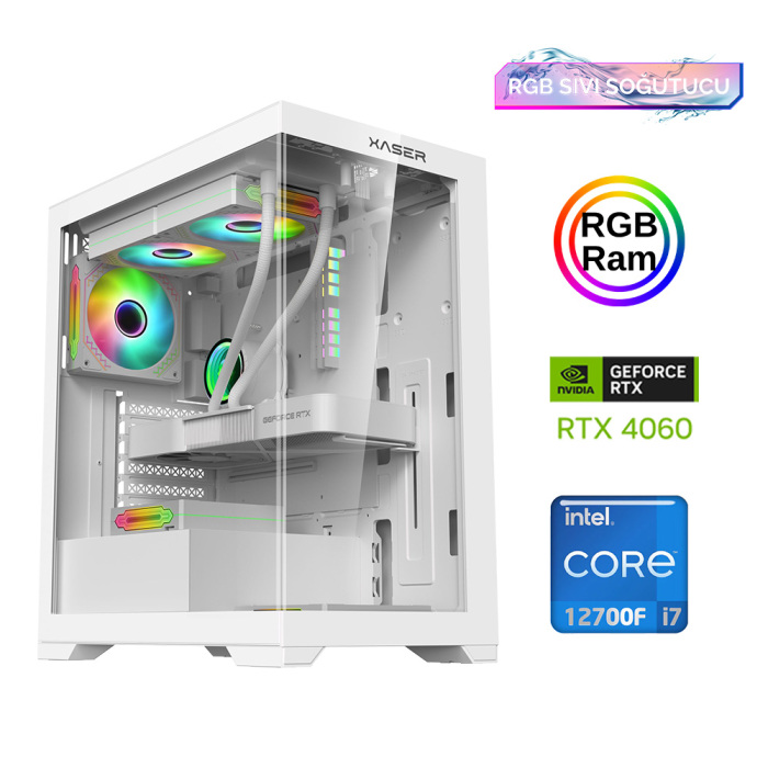 Xaser Xsr891 i7 12700F 16GB Ram 512GB M.2 NVMe SSD 8GB RTX4060 Oyun Hazır Sistem - 1