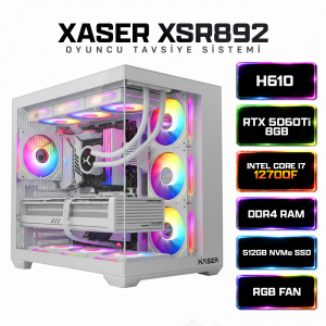 Xaser Xsr892 i7 12700F 16GB Ram 512GB M.2 NVMe SSD 8GB RTX5060Ti Oyuncu Masaüstü Bilgisayarı - Xaser