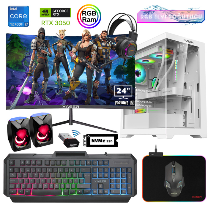 Xaser Xsr894 i7 12700F 16GB Ram 512GB M.2 NVMe SSD 6GB RTX3050 23.8 180Hz Curved Oyuncu Tavsiye Sistem - 1