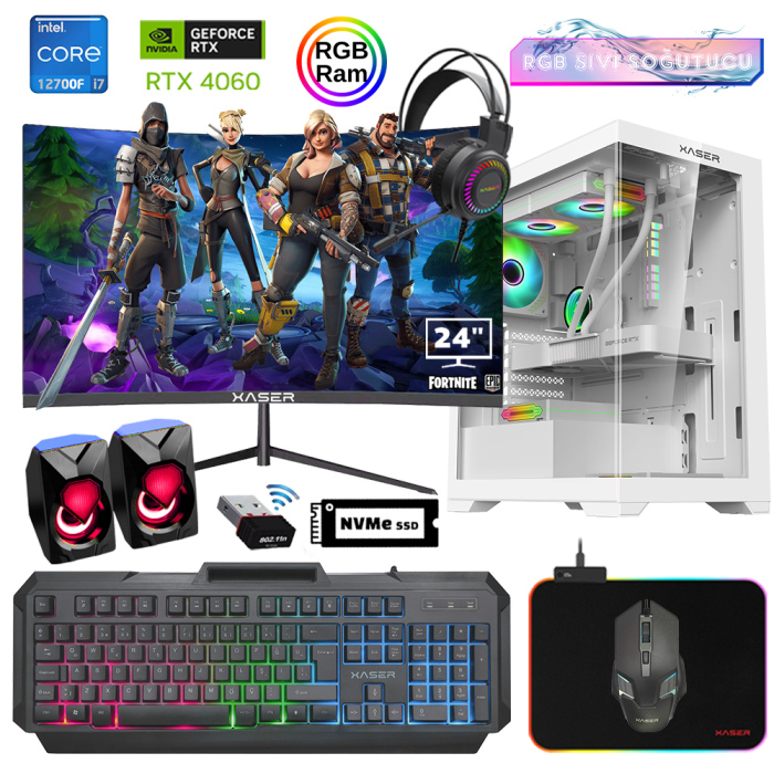 Xaser Xsr896 i7 12700F 16GB Ram 512GB M.2 NVMe SSD 8GB RTX4060 23.8 180Hz Curved Oyuncu Tavsiye Sistem - 1