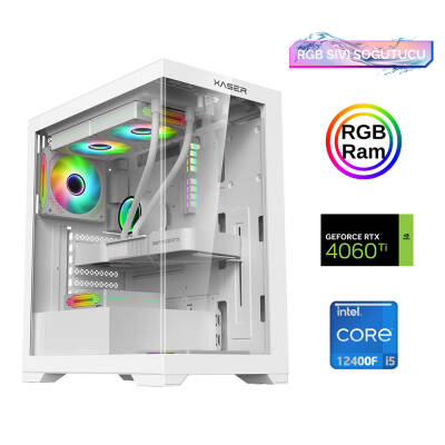 Xaser Xsr899 i5 12400F 16GB Ram 512GB M.2 NVMe SSD 8GB RTX4060Ti Sıvı Soğutma Oyun Hazır Sistem - 1
