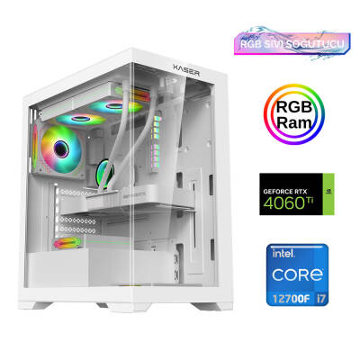 Xaser Xsr908 i7 12700F 32GB Ram 1TB M.2 NVMe SSD 8GB RTX4060Ti Sıvı Soğutma Oyun Hazır Sistem - 1
