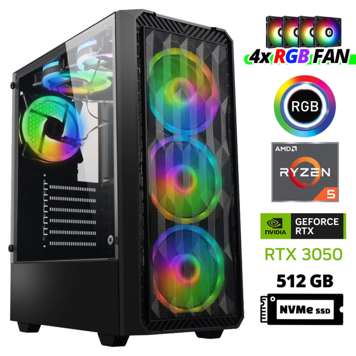 Xaser Xsr941 Ryzen 5 5600 32GB Ram 512GB M.2 NVMe SSD 6GB RTX3050 Oyuncu Tavsiye Sistem - 1