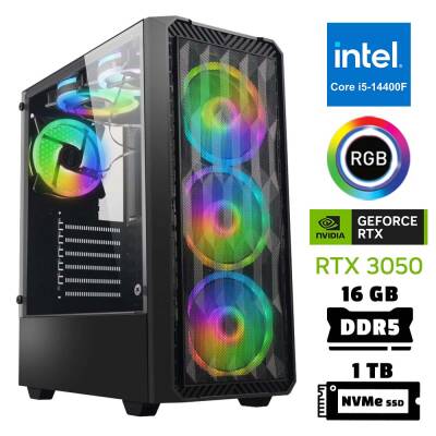 Xaser Xsr945 i5 14400F 16GB DDR5 Ram 1TB M.2 NVMe SSD 6GB RTX3050 Masaüstü Oyuncu Bilgisayarı - 1