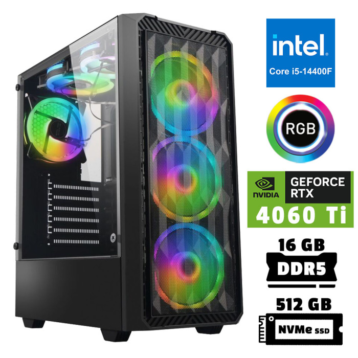 Xaser Xsr950 i5 14400F 16GB DDR5 Ram 512GB M.2 NVMe SSD 8GB RTX4060 Ti Oyuncu Tavsiye Sistem - 1