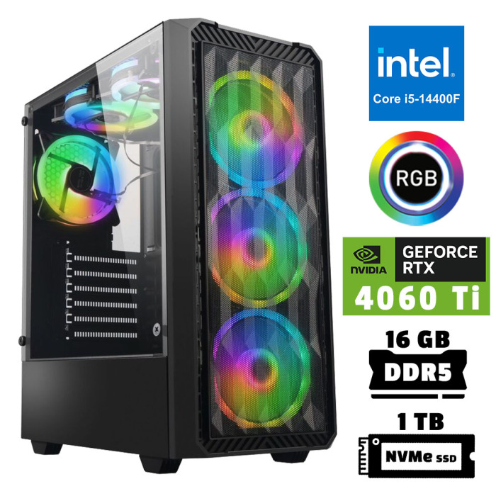 Xaser Xsr951 i5 14400F 16GB DDR5 Ram 1TB M.2 NVMe SSD 8GB RTX4060 Ti Oyuncu Tavsiye Sistem - 1