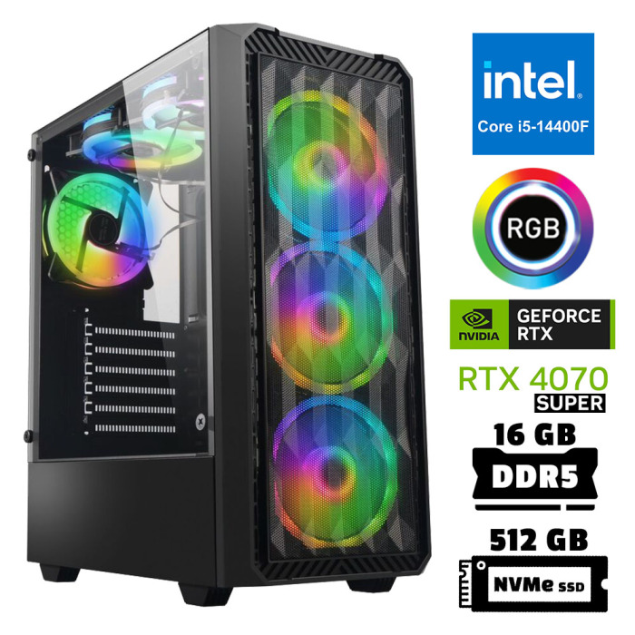 Xaser Xsr952 i5 14400F 16GB DDR5 Ram 512GB M.2 NVMe SSD 12GB RTX4070 SUPER Oyuncu Tavsiye Sistem - 1