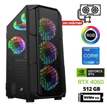Xaser Xsr986 i5 12400F 16GB Ram 512GB M.2 NVMe SSD 8GB RTX4060 23.8 Curved 180Hz Sıvı Soğutma Oyuncu Tavsiye Sistem - Xaser (1)